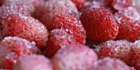 Big stock of frozen strawberries
