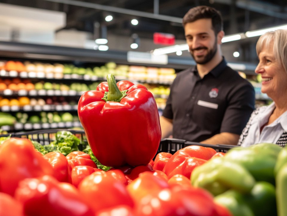 Premier Armenii sprawdza szklarnię z papryką.