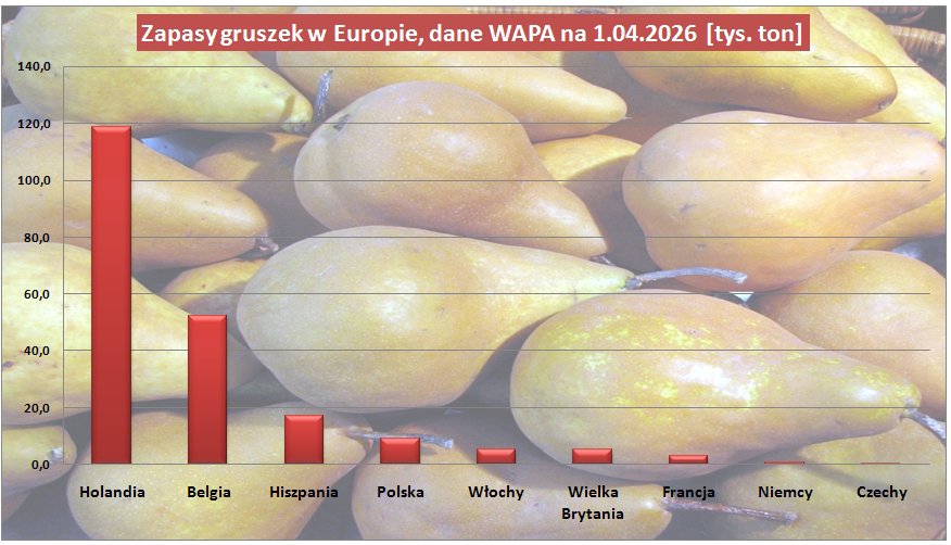 Jak duże były zapasy gruszek w kwietniu br. (dane WAPA)
