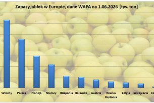 Jakie były zapasy jabłek w Europie w czerwcu, jakie w samej Polsce (WAPA)?