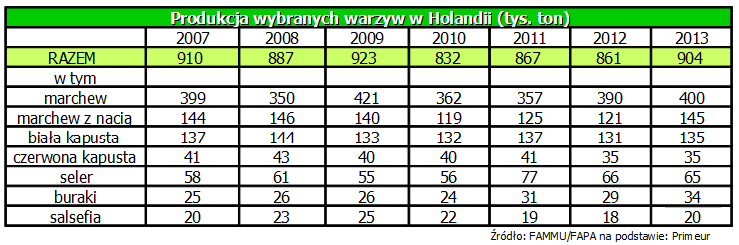 Produkcja warzyw w Holandi