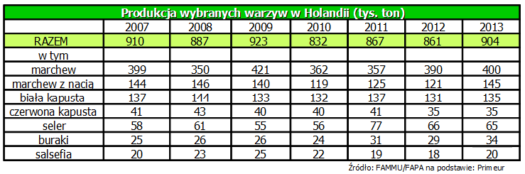 Produkcja warzyw w Holandi